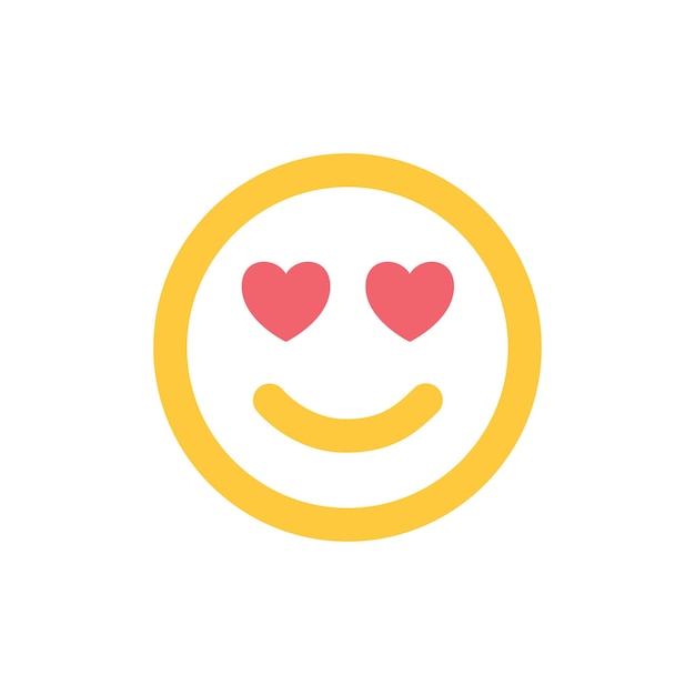 Sonrisa icono cara feliz enamorado sonriente emoji pegatina amarilla con ojos de corazón icono de amor
