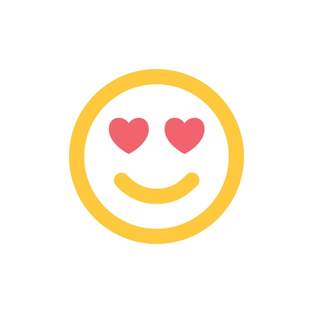 Sonrisa icono cara feliz enamorado sonriente emoji pegatina amarilla con ojos de corazón icono de amor