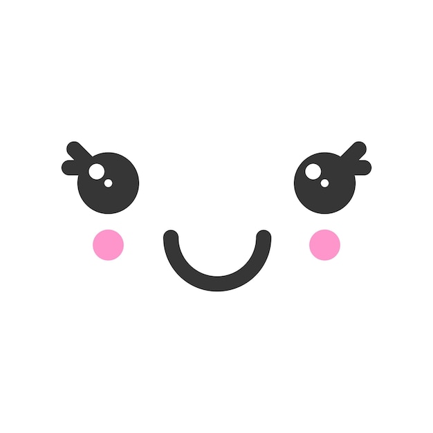 sonrisa kawaii emoción linda cara emoticon icono vectorial personajes y diseño de dibujos animados emoji