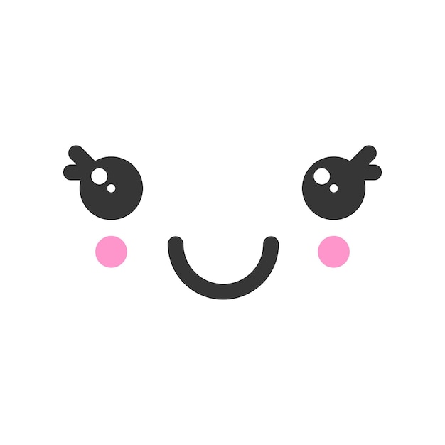 Sonrisa kawaii emoción linda cara emoticon icono vectorial personajes y diseño de dibujos animados emoji