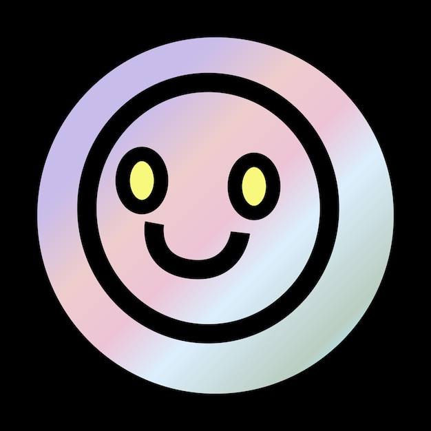 La sonrisa de la pegatina del elemento Y2K en el diseño del holograma