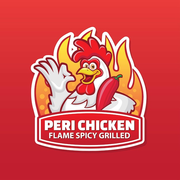 Sonrisa peri pollo mascota vector logo diseño