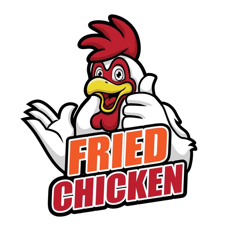 Vector sonrisa pollo mascota diseño logotipo pulgar arriba dedos mano vector