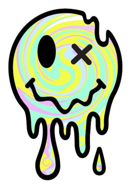 Una sonrisa que se derrite Graffiti dibujando diseño juvenil para camisetas y carteles Emoji sonriente estilizado