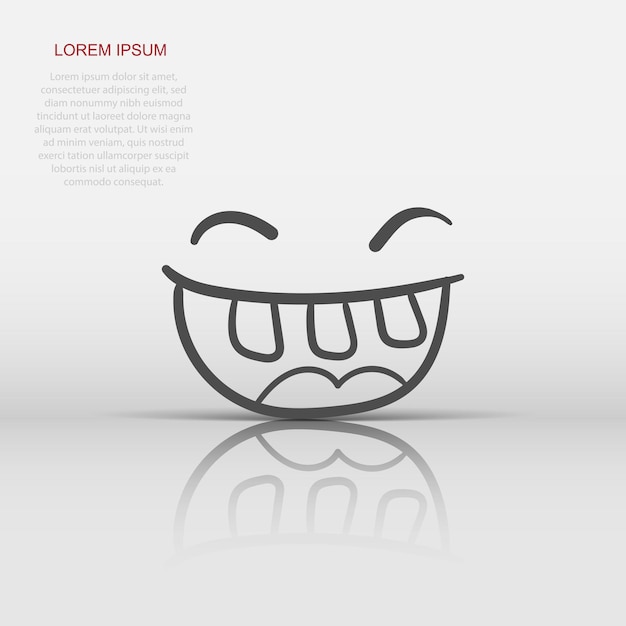 Sonrisa simple con icono de vector de lengua Ilustración de garabato de cara dibujada a mano sobre fondo aislado