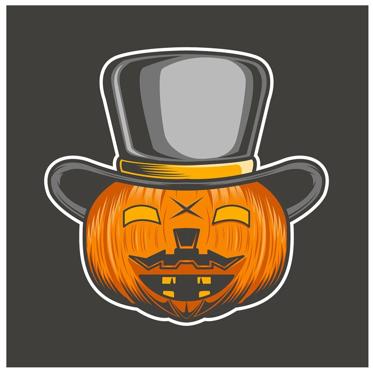 Sonrisa de sombrero de calabaza aislado sobre fondo gris