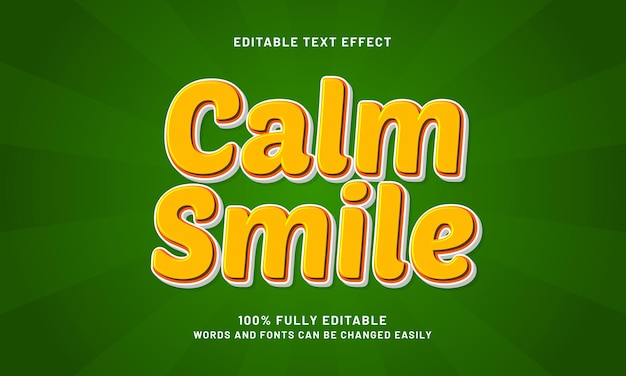 sonrisa tranquila efectos de texto editables con un tema para niños y felices