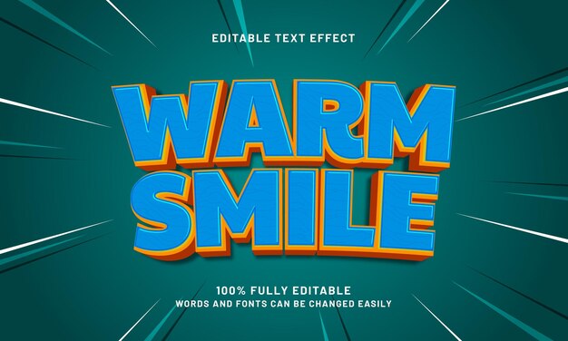 Sonrisas cálidas efectos de texto editables con un tema alegre y para niños