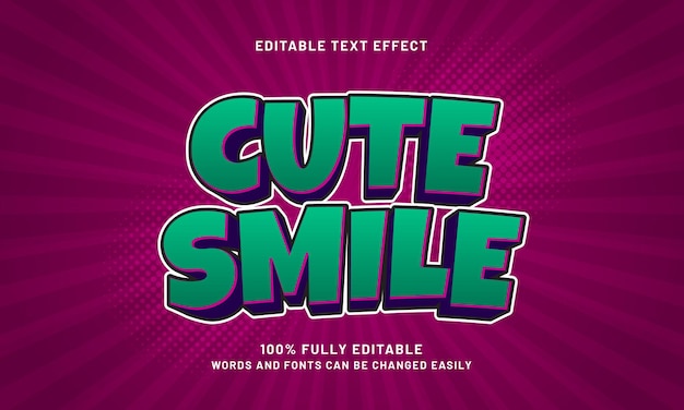 Sonrisas lindas efectos de texto editables con un tema para niños y felices