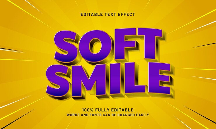 Vector sonrisas suaves efectos de texto editables con un tema limpio y simple