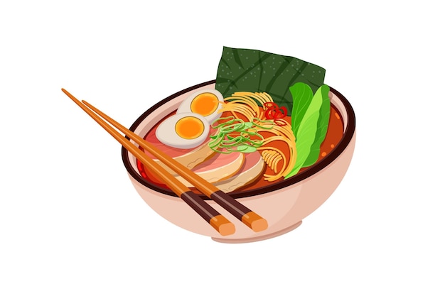 Sopa asiática tradicional de miso ramen en un tazón