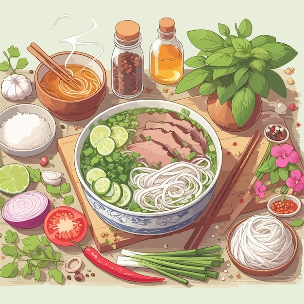 Vector sopa de carne de res de vietnam ai imagen generada