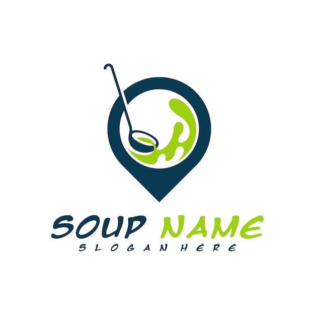 Sopa con concepto de diseño de logotipo Point Comida Cocina logo vector Logotipo de cocina con olla llena de verduras