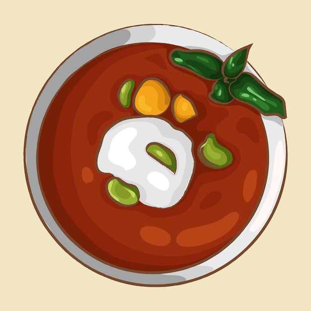 La sopa está hecha de tomates.