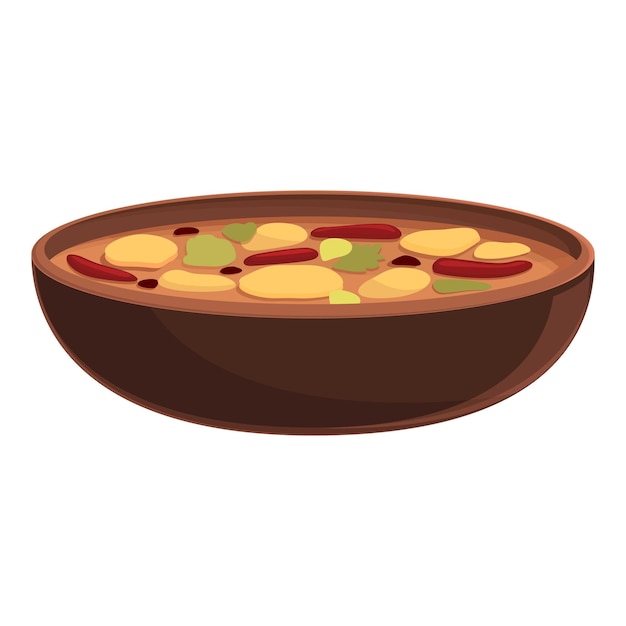 Vector sopa de frijoles vegetales icono vector de dibujos animados plato comida salsa carne