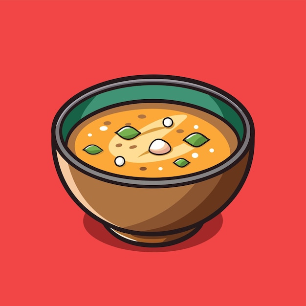 Sopa de miso icono vectorial de dibujos animados Ilustración de comida rápida objeto icono concepto aislado premium