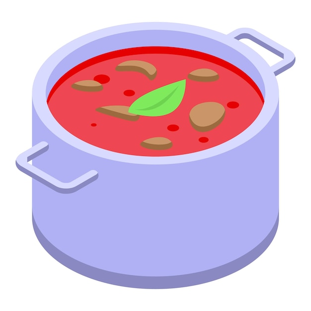 Sopa de tomate cocinada en una sartén de metal con mangos