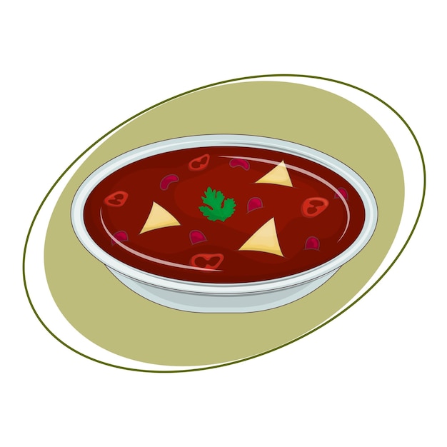 Vector sopa de tomate mexicana con frijoles y pimientos picantes sopa de verduras vegetariana caliente en un tazón