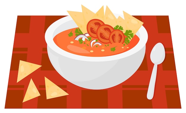 Vector sopa de tomate tradicional mexicana plato nacional latinoamericano sopa popular puré