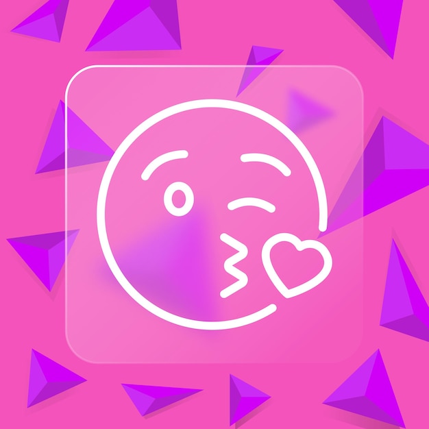 Soplar un icono de línea de beso Emoji chat de comunicación foro de correspondencia en línea Internet estilo Glassmorphism icono de línea vectorial para negocios y publicidad