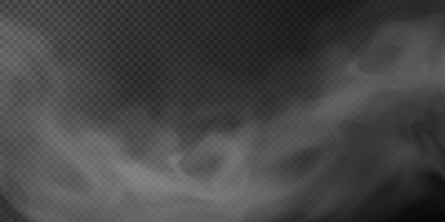 Soplo de humo blanco aislado sobre fondo negro transparente png explosión de vapor efecto especial