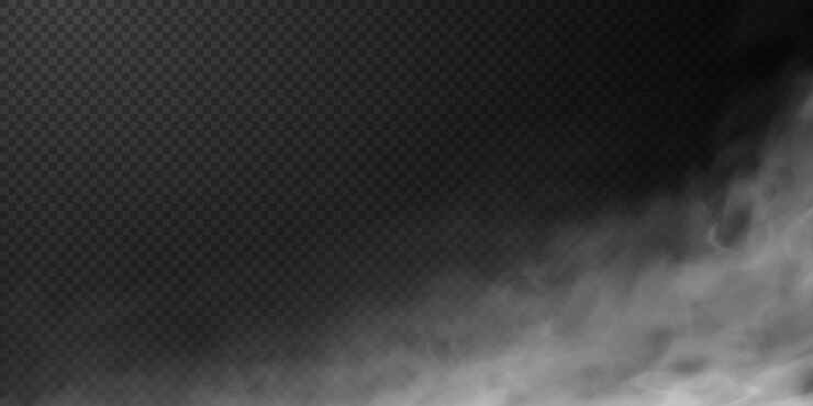Vector soplo de humo blanco aislado sobre fondo negro transparente png explosión de vapor efecto especial