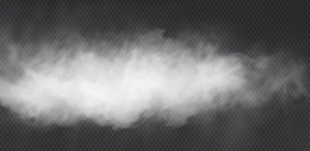 Soplo de humo blanco aislado sobre fondo negro transparente PNG Explosión de vapor Efecto especial