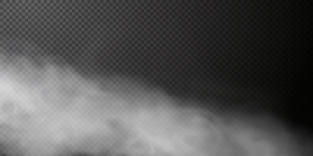 Soplo de humo blanco aislado sobre fondo negro transparente PNG Explosión de vapor Efecto especial