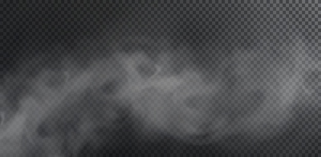 Soplo de humo blanco aislado sobre fondo negro transparente PNG Explosión de vapor Efecto especial