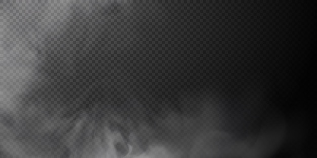 Soplo de humo blanco aislado sobre fondo negro transparente PNG Explosión de vapor Efecto especial