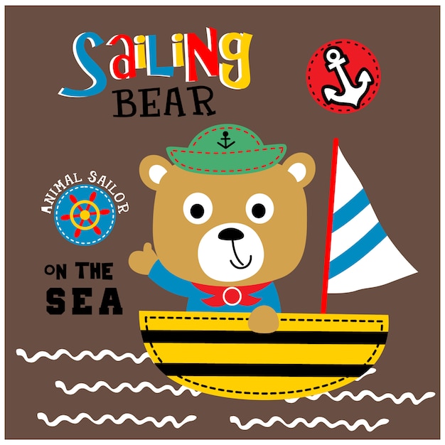 soportar la historieta animal divertido sailorman, ilustración vectorial