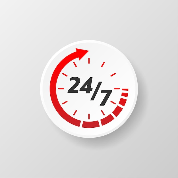 Soporte 24 7 en estilo abstracto sobre fondo blanco Servicio al cliente Centro de llamadas de soporte en línea