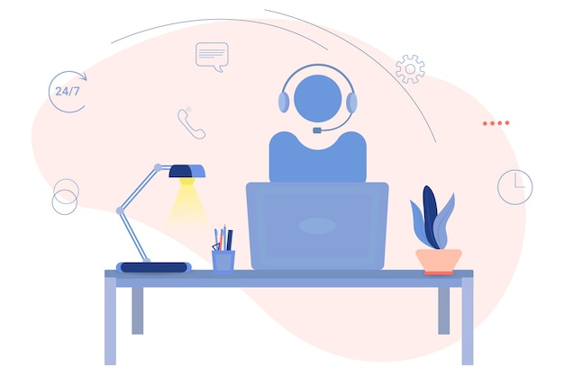 soporte al cliente y concepto de centro de llamadas ilustración vectorial plana
