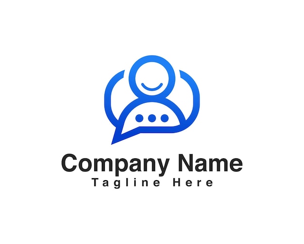 Soporte Bot de servicio Asistente virtual Habla burbuja plantilla de diseño de logotipo icónico