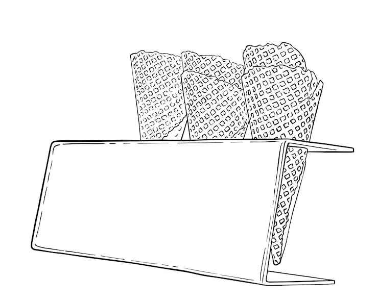 Vector soporte para conos de gofres para helado de garabato lineal