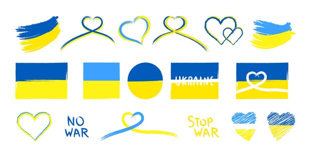 Soporte para íconos de Ucrania en colores azul amarillo Elementos patrióticos ucranianos