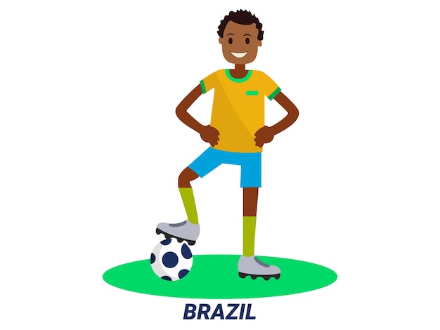 Vector soporte de jugador de fútbol de brasil en bola