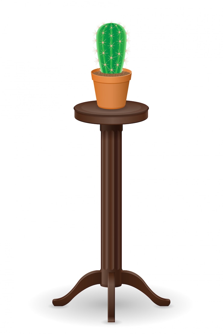 Vector soporte para macetas de muebles y cactus ilustración vectorial