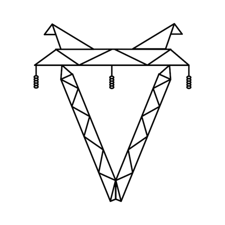 Vector soportes de la red eléctrica de alto voltaje ilustración vectorial de redes de transmisión eléctrica de servicios públicos líneas eléctricas aisladas sobre fondo blanco
