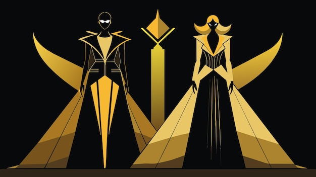 Vector un sorprendente contraste de negro y dorado los colores del poder y la realeza vistos en elegantes chaquetas de cuero