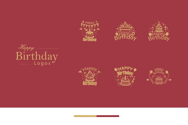 Sorprendente logotipo de cumpleaños Bundle Identidad estilo clásico