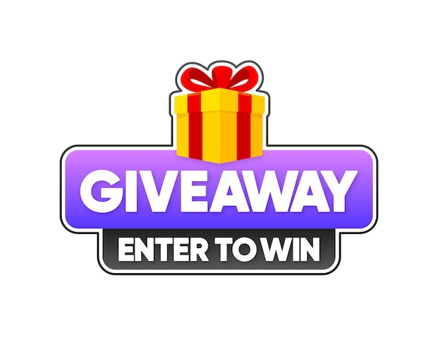 Sorteo Entrar para ganar Caja de regalo Póster para publicación en redes sociales o banner de sitio web Ilustración vectorial