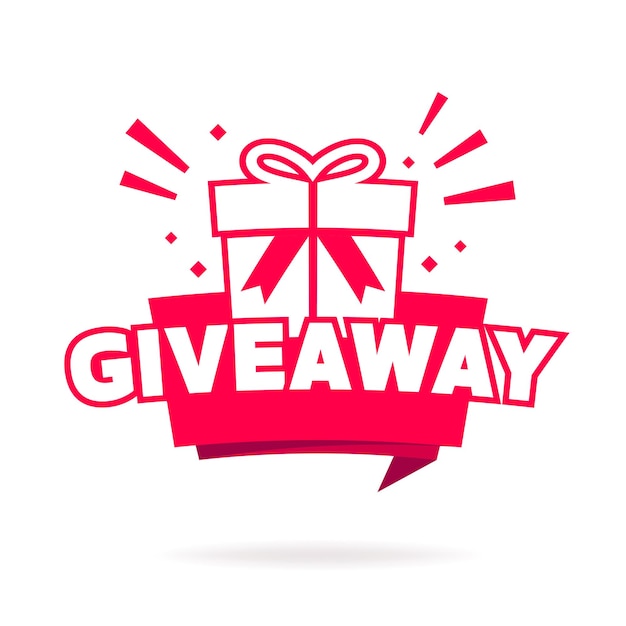 Sorteo con vector de etiqueta de caja de regalo