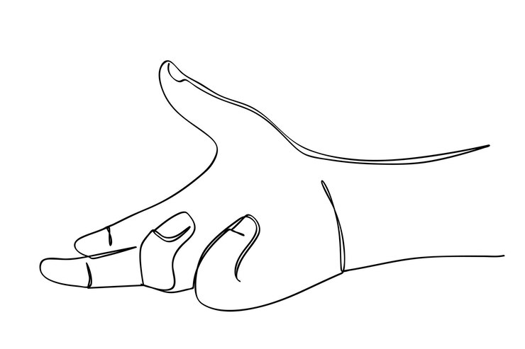Vector sostener con la mano o recibir algo simple arte de línea continua vectorial