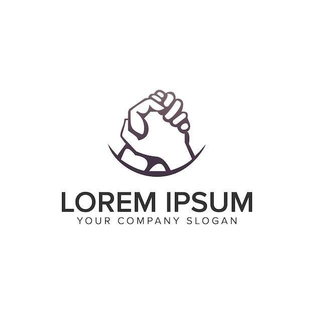 Sosteniendo la plantilla de concepto de diseño de logotipo de mano vector totalmente editable