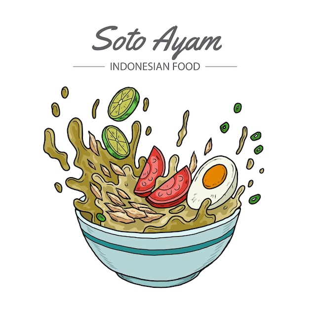 Soto ayam es una sopa de pollo tradicional de indonesia