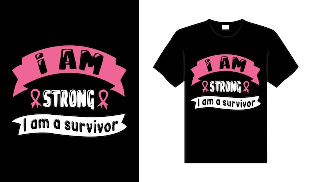 Soy fuerte soy un superviviente diseño de camiseta de cáncer de mama tipografía letras diseño de mercancía