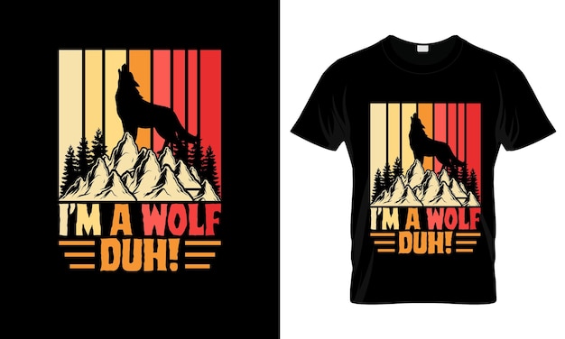 Soy un lobo Duh camiseta gráfica colorida Diseño de camiseta de lobo