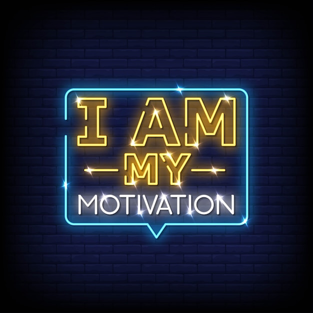 Soy motivación Vector de texto de estilo de letreros de neón