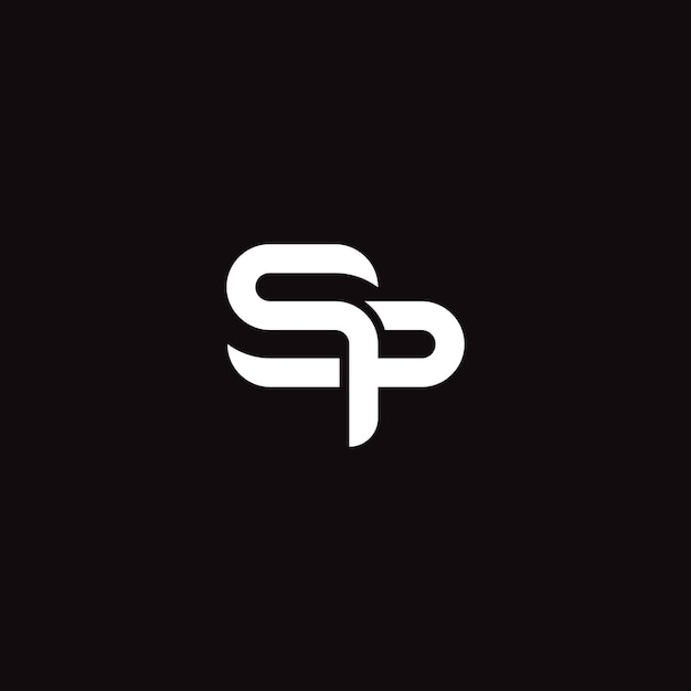 SP Monograma Minimalista Blanco en el logotipo Negro